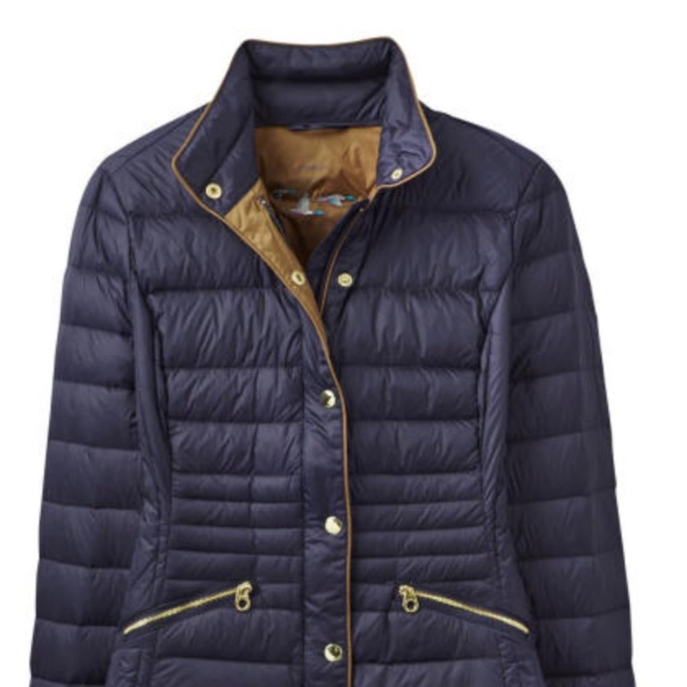 Joules Warmheart Feather Down Jacket, Marine Navy, US 12 NWT